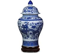 ufengke Jingdezhen - Vaso per zenzero in ceramica, stile cinese Ming, stile classico blu e bianco, altezza 38 cm