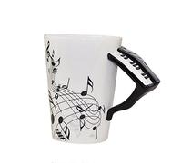 ufengke Note Musicali Design Tazza da caffè Tazza da tè Tazze Grandi, Manico Pianoforte Nera Creativa, Tazza Personalizzata in Ceramica, per Regalo, La Famiglia E Ufficio