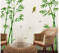 ufengke® Stile Cinese Verde bambù e Uccello Adesivi Murali, Camera da Letto Soggiorno Adesivi da Parete Removibili Stickers Murali Decorazione Murale