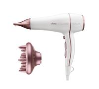 Ufesa Asciugacapelli Professionale Air Glow 2200W, motore AC, elimina il crespo, include diffusore e concentratore, 2 velocità, 3 temperature, colpo d’aria fredda, bianco/rosa