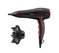 Ufesa Air Sonic - Asciugacapelli professionale da 2200 W, motore AC, rimuove il crespo, con diffusore e concentratore, 2 velocità, 3 temperature, colpo di aria fredda, nero/rosso