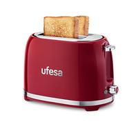 Ufesa Classic Pinup, Tostapane Design Vintage, 850 W, 2 Fette, Bocca Ampia Adatta a Qualsiasi Tipo di Pane, 7 Livelli di tostatura, Tripla Funzione, Raccoglicavo, Vassoio Raccogli Briciole, Rosso