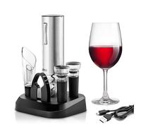 Ufesa EasyPack - Cavatappi elettrico, apribottiglie vino con luce LED, discantatore, tappo sigillante e estrattore d'aria, base di ricarica e stoccaggio, wireless, cavo USB C e Micro USB inclusi