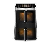 Ufesa Friggitrice ad Aria Flamingo Duo, Doppia Vasca, Capacità 11,5L, 8 Programmi Preimpostati, Schermo Touch Digitale, DualZone Heat, 2500W, Verticale, 50-220ºC, Air Pulse 360º, Finestra con Luce