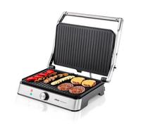 Ufesa Kilimanjaro Griglia Elettrica, Panini Press Grill, 2200W, Piastre Antiaderenti 34x23cm, Apertura 105-108º, Manico Termoisolante, Regolatore di Temperatura, Nero Inox