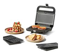 Ufesa Robson, sandwich 3 in 1, 850 W, piastre intercambiabili griglia, waffle e sandwich, antiaderenti 21,6 x 12 cm, indicatore di temperatura, manico freddo, chiusura di sicurezza, protezione