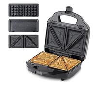 Ufesa SW7950 Cook&Fun, Sandwich Maker 3 in 1: Piastra per Grill, Sandwich e Waffles, 900 W, Piastre Antiaderenti Intercambiabili, BPA Free, inox