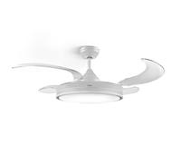 Ufesa Ventilatore da soffitto Seoul, motore DC 40W, silenzioso ed efficiente, 106 cm, luce LED integrata 48 cm, 4 pale retrattili, 3 tonalità di luce, 6 velocità, timer, telecomando, bianco