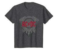 Ufficiale AC/DC Logo Black Ice Red Rock Musica Hard Rock Maglietta, Bambini, Grigio Scuro, 6 Anni