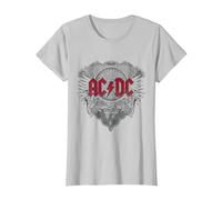 Ufficiale AC/DC Logo Black Ice Red Rock Musica Hard Rock Maglietta, Donna, Argento, XS