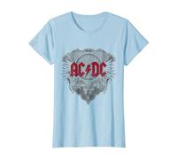 Ufficiale AC/DC Logo Black Ice Red Rock Musica Hard Rock Maglietta, Donna, Celeste, M