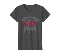 Ufficiale AC/DC Logo Black Ice Red Rock Musica Hard Rock Maglietta, Donna, Grigio Scuro, M