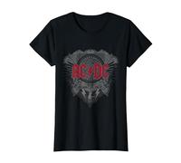 Ufficiale AC/DC Logo Black Ice Red Rock Musica Hard Rock Maglietta, Donna, Nero, S