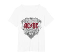 Ufficiale AC/DC Logo Black Ice Red Rock Musica Hard Rock Maglietta, Donna Plus-Size, Bianco, 4X