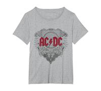 Ufficiale AC/DC Logo Black Ice Red Rock Musica Hard Rock Maglietta, Donna Plus-Size, Grigio Melange, 4X