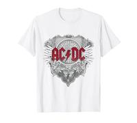 Ufficiale AC/DC Logo Black Ice Red Rock Musica Hard Rock Maglietta, Uomo, Bianco, 6XL