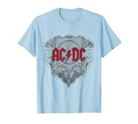 Ufficiale AC/DC Logo Black Ice Red Rock Musica Hard Rock Maglietta, Uomo, Celeste, XL