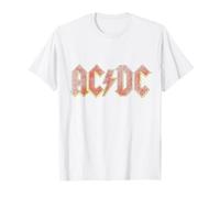 Ufficiale AC/DC Logo Vintage Rock per Fan Bianca Maglietta