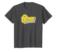 Ufficiale David Bowie Music Rock Moonlight 90s Logo Maglietta, Bambini, Grigio Scuro, 8 Anni