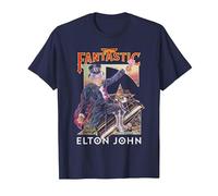 Ufficiale Elton John Captain Fantastic Maglietta, Uomo, Navy, S