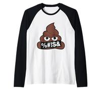 Ufficiale Emoji Poop Censurato Giallo Smile Face Maglia con Maniche Raglan