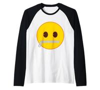 Ufficiale Emoji Zip Bocca Giallo Smile Face Maglia con Maniche Raglan