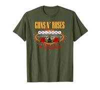 Ufficiale Guns N' Roses Benvenuti nella Giungla Classic Rock Maglietta, Uomo, Oliva, L