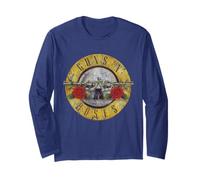 Ufficiale Guns N' Roses Logo Vintage Blu Navy Maglia a Manica