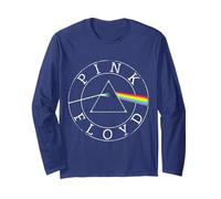 Ufficiale Pink Floyd Retro Prisma Logo Cerchio Blu Navy Maglia a Manica
