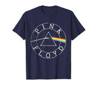 Ufficiale Pink Floyd Retro Prisma Logo Cerchio Blu Navy Maglietta