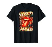 Ufficiale Rolling Stones Old School Rose Tattoo Vintage Rock Maglietta