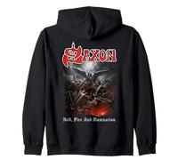 Ufficiale Saxon Hell Fire Heavy Metal Band Felpa con Cappuccio