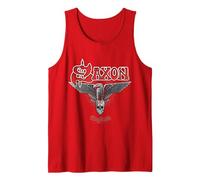 Ufficiale Saxon The Eagle Has Landed Heavy Metal Band Musica Canotta, Uomo, Rosso, M
