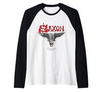Ufficiale Saxon The Eagle Has Landed Heavy Metal Band Musica Maglia con Maniche Raglan