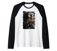 Ufficiale Spiral Bone Finger Skeleton Gothic Fantasy Maglia con Maniche Raglan