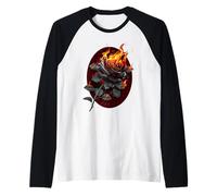 Ufficiale Spiral Flaming Rose Gothic Fantasy Maglia con Maniche Raglan