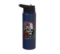 Ufficiale Spiral Skull and Roses Gothic Fantasy Stainless Steel Insulated Water Bottle