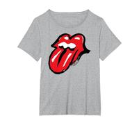 Ufficiale The Rolling Stones Iconic Tongue No Filter Maglietta, Donna Plus-Size, Grigio Melange, 1X