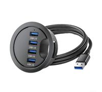 Ufficio Desktop Cable Organizer 4 Porte USB Hub Grommet | Struttura in ABS, finitura resistente ai graffi, design nero elegante, adatto a fori da 60 mm, prestazioni di lunga durata