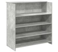 Ufficio di ricezione 100x50x103,5 cm Legno Composito Grigio | Bancone Integrato, Scaffali di Conservazione, Fissaggio a Parete Incluso, per Ufficio, Hotel, Clinica