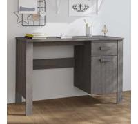 Ufficio HAMAR Grigio Chiaro 113x50x75 cm Legno massello di pino | Con cassetto e porta, organizer per schienali, scrivania domestica stabile