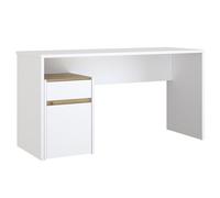 Ufficio L. 140 cm con scatola rimovibile 1 anta 1 ripiano 1 cassetto 1 bianco opaco e arredamento legno di quercia - stile contemporaneo - Odissea