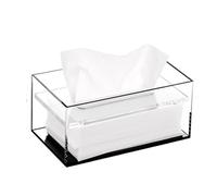 Ufficio Porta fazzoletti rettangolare in acrilico for bagno, cucina, camera da letto, ufficio Casa(Nero,Piccolo)