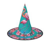 UFhgjjb 2 cappelli da strega per Halloween, fenicottero in una ghirlanda, stampa completa, costume da strega, per cosplay, giochi di ruolo, festival, carnevale