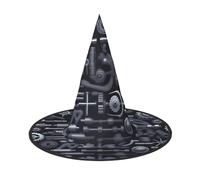 UFhgjjb 2 cappelli da strega per Halloween, stampa completa di macchinari, decorazione per feste in costume, cosplay, giochi di ruolo, festival, carnevale