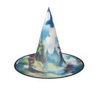 UFhgjjb 2 cappelli da strega per Halloween, totem indiano, stampa completa, costume da strega, decorazione per feste, cosplay, giochi di ruolo, festival, carnevale