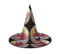 UFhgjjb 3 cappelli da strega per Halloween, con labbra grandi e faccina sorridente, stampa completa, per feste in maschera, cosplay, giochi di ruolo, festival, carnevale