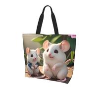 UFhgjjb Borsa a tracolla da donna con scritta "I Love You" con stampa a cuori, grande borsa riutilizzabile per lo shopping, accessori per la vita quotidiana, Ratti madre e figlio, Taglia unica