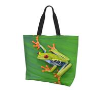 UFhgjjb Borsa a tracolla da donna con stampa ad acquerello con pinguini animali - Grande borsa riutilizzabile per lo shopping, accessori per la vita quotidiana, Foglie di rana animale, Taglia unica