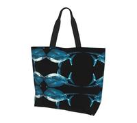 UFhgjjb Borsa a tracolla da donna con stampa bandiera della Repubblica di Corea, grande borsa riutilizzabile, tote tote per lo shopping, accessori per la vita quotidiana, Squalo blu, Taglia unica